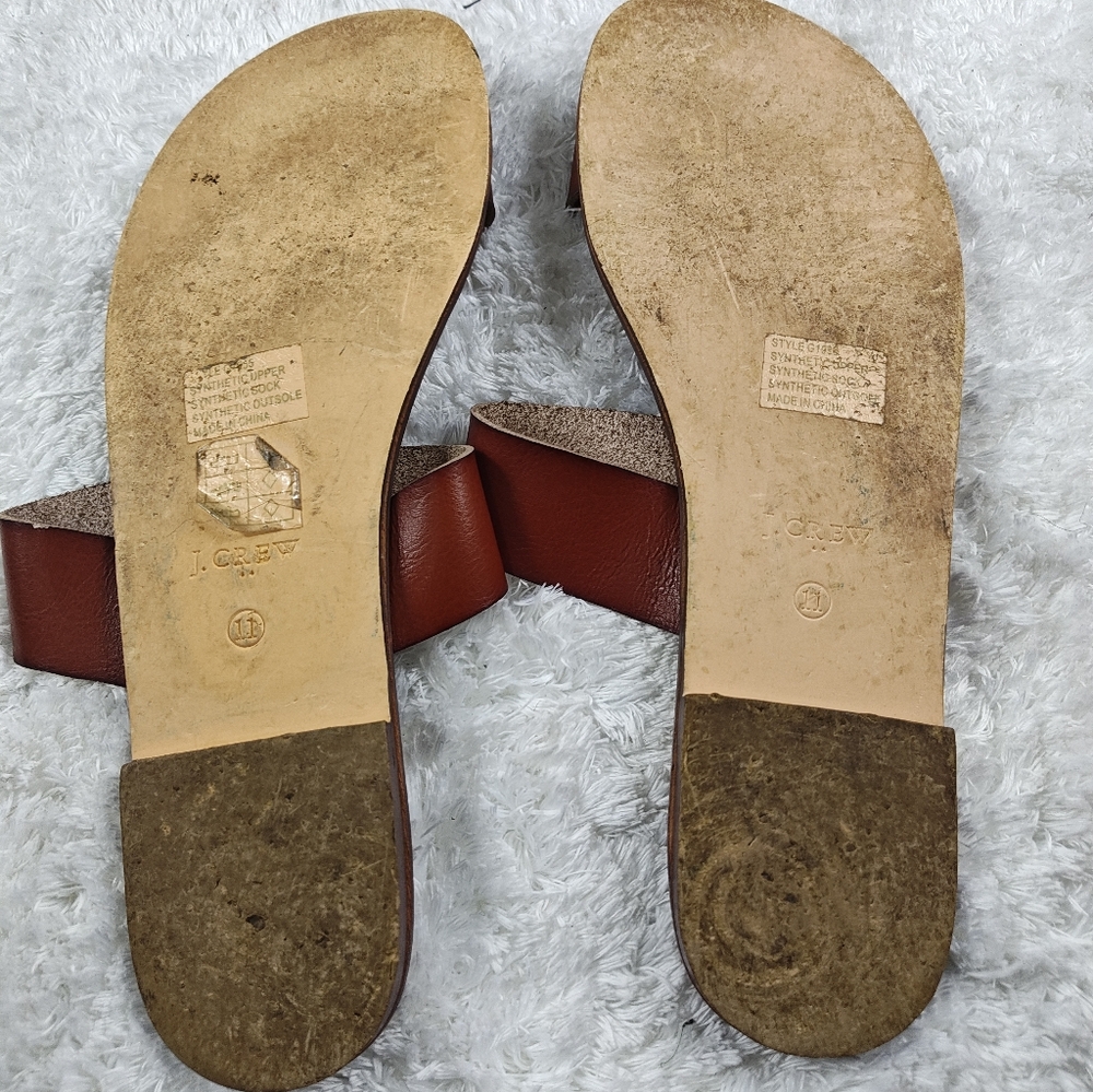 J.Crew Two-Strap Brown Slide Sandals – Women’s Size 11 - Picture 8 of 8